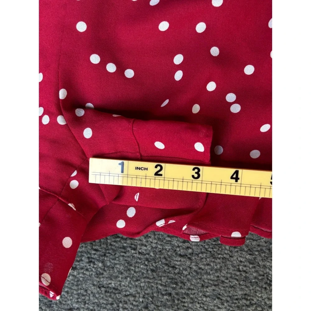 Milk & Honey Ruffles Mini Skirt Women Small Red Polka Dot 100% Polyester Pleated